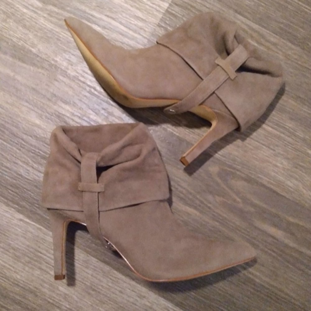 Calvin Klein, suede, heeled booties